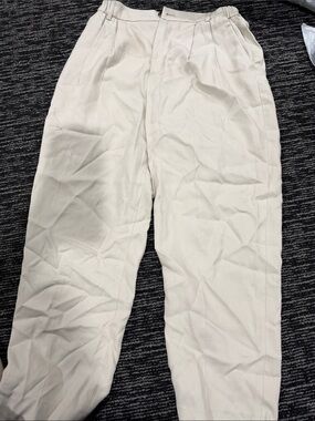 Zara Cream Pleated Chino Pants